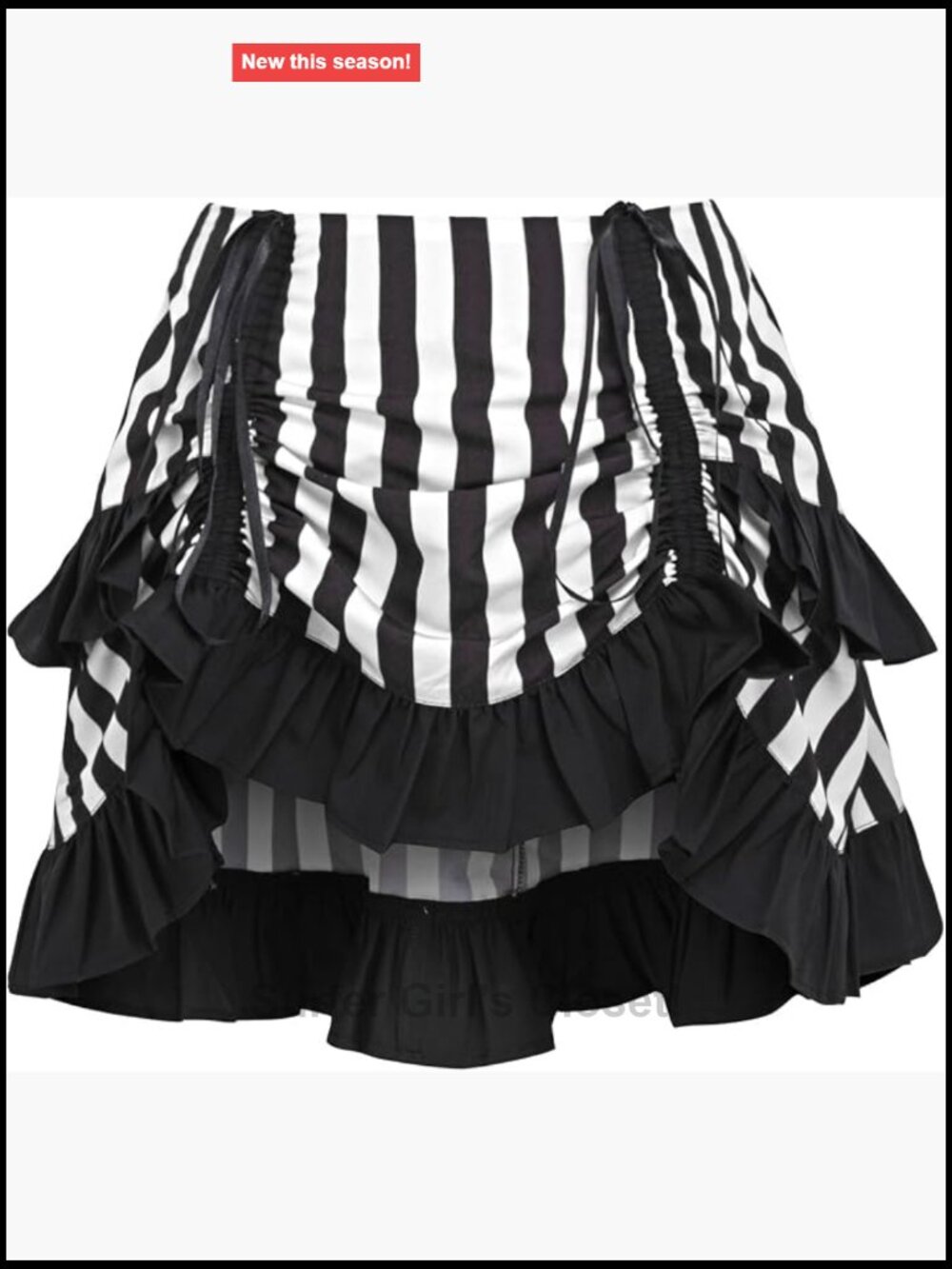 Striped Ruched Bustle Skirt Cosplay Dance Ruffled Mini Polyester